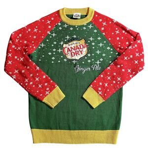Canada Dry Ginger Ale Embroidered Ugly Sweater Holiday Christmas size Small